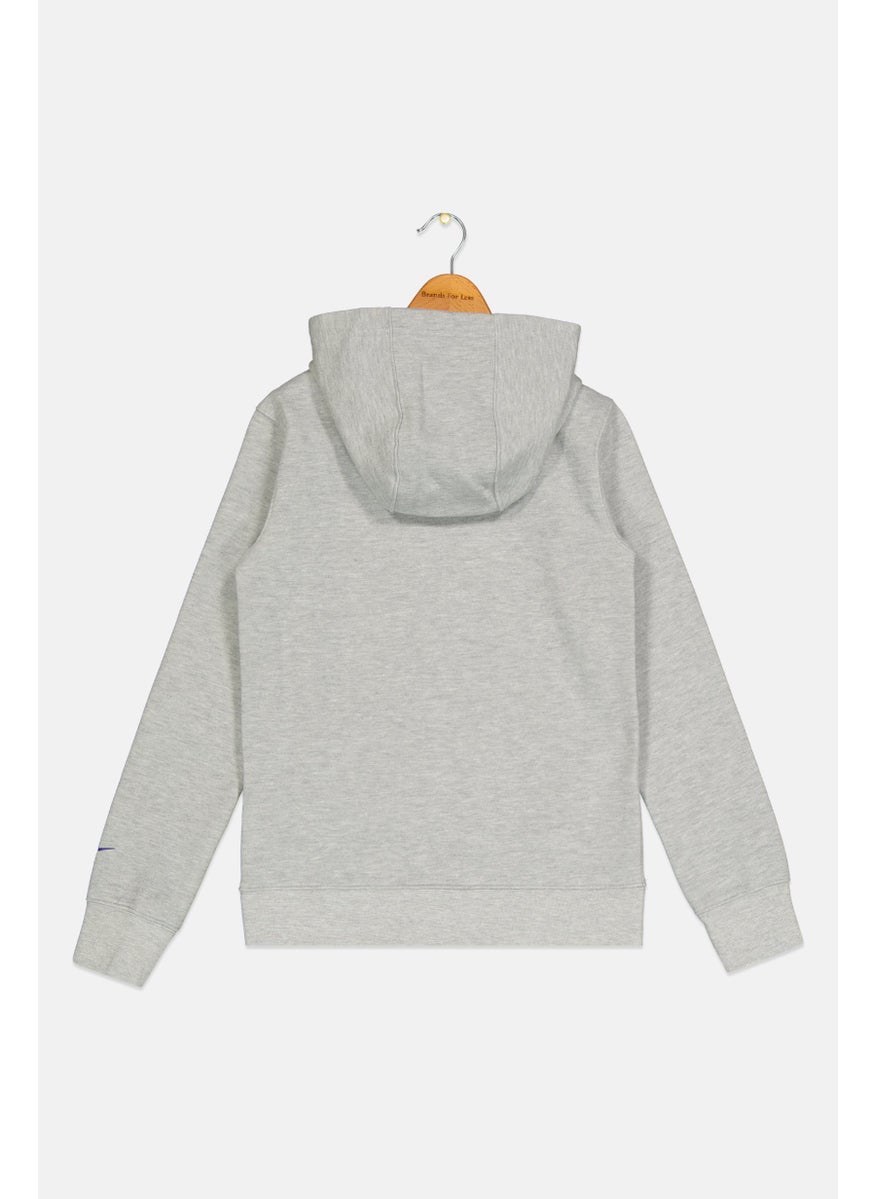 Nike NIke x NBA Kids Boy Long Sleeve Los Angeles Lakers Outdoor Hoodie, Grey  - Image 2