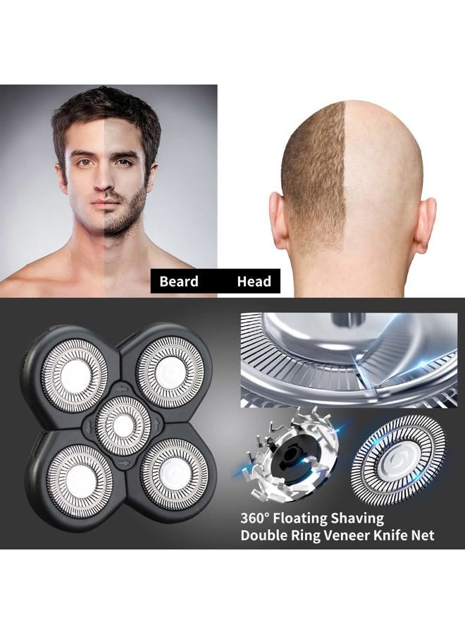 HONTEC 5 Blades Head Shaver Replacement Heads Electric Shaver Head Shaver Universal Replacement Blade Electric Razor Shaver Head (5D Black) - Image 4