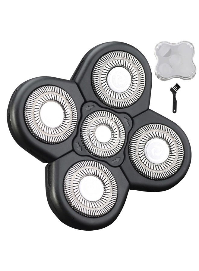 HONTEC 5 Blades Head Shaver Replacement Heads Electric Shaver Head Shaver Universal Replacement Blade Electric Razor Shaver Head (5D Black) - Image 1