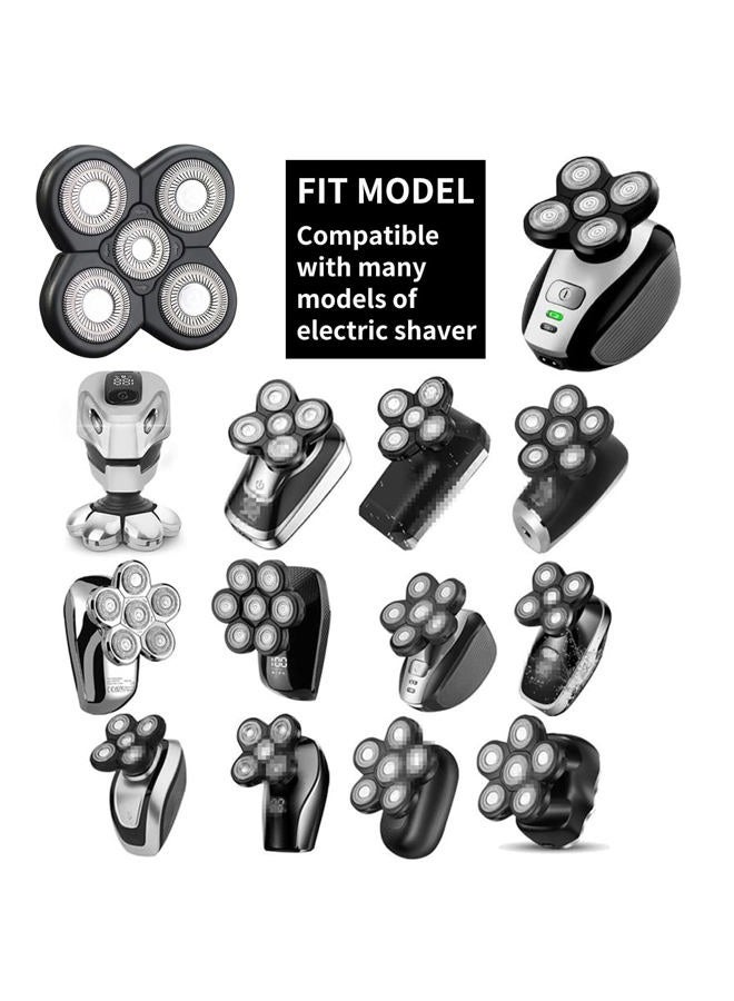 HONTEC 5 Blades Head Shaver Replacement Heads Electric Shaver Head Shaver Universal Replacement Blade Electric Razor Shaver Head (5D Black) - Image 2