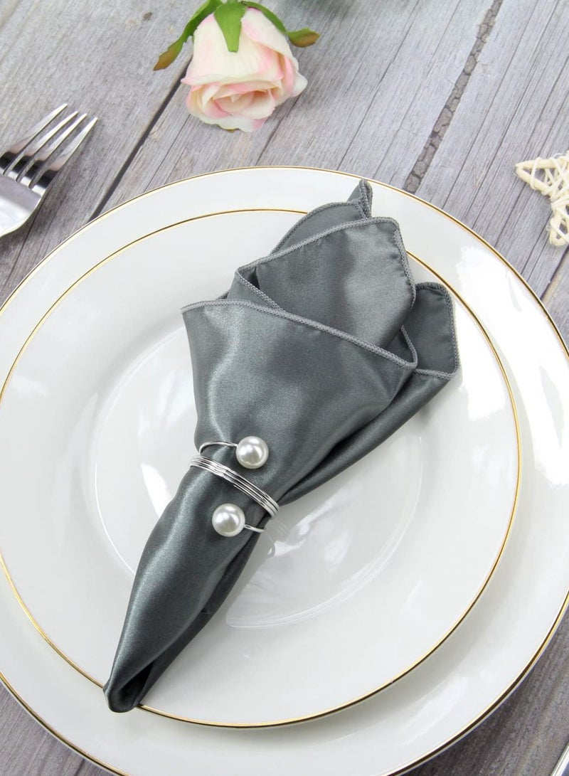 GROWSTEADY Set of 12 Silver Double-Pearl Design Buckles Napkin Rings  - Image 4
