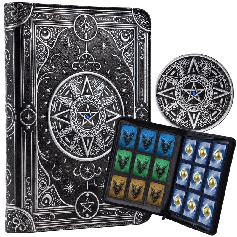 Soar Forge Star Mage Trading Card Binder - 9 Pocket Ringless TCG Binder, 3D PU Leather - Premium 432 Side-Loading Pockets - Perfect Storage Holder for MTG, and Many TCG & Trading Card Collections (Blue Jewel) - Image 1