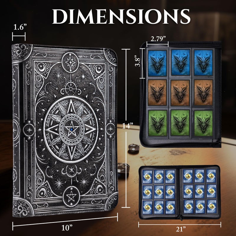Soar Forge Star Mage Trading Card Binder - 9 Pocket Ringless TCG Binder, 3D PU Leather - Premium 432 Side-Loading Pockets - Perfect Storage Holder for MTG, and Many TCG & Trading Card Collections (Blue Jewel) - Image 3