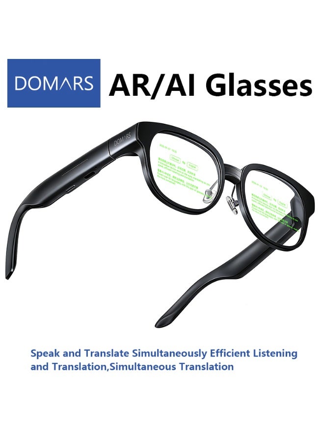 Domars AR Translation Glasses, Real-Time Translator with Languages Support, Synchronized Teleprompter,Smart Blue Light Blocking Glasses with Speakers, Waterproof Bluetooth Eyeglasses for Meeting Discussions Travel, Business & Study - Image 1