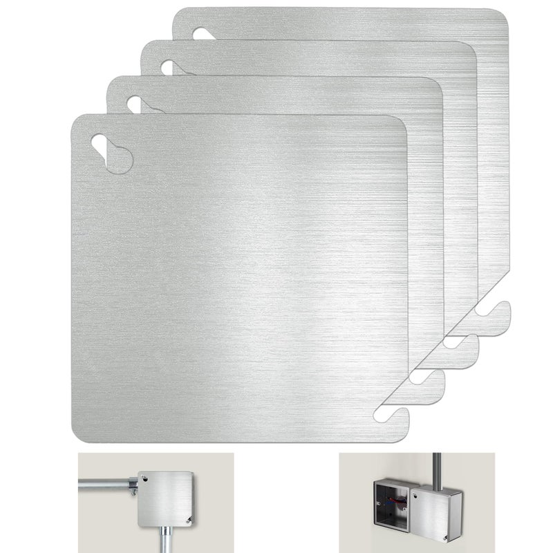 4x4 Metal Electrical Box Cover Plates 4 Pcs Electric Junction Box Cover Plate Square Flat Blank Electric Box Panel Cover4 Inch Galvanized Steel Metal Corrosive Resistant Covers For Electrical Boxes