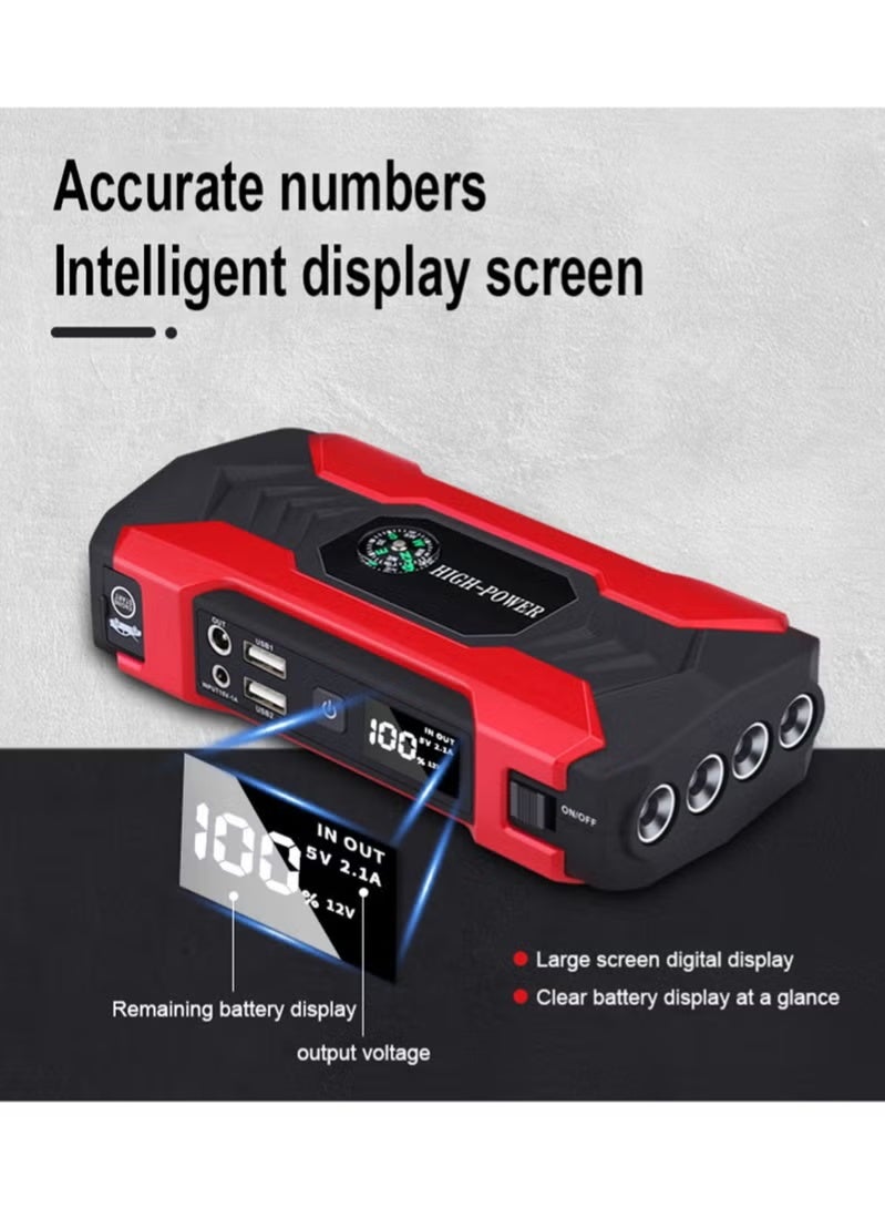 Car Jump Starter 28000mah Water-Resistant Jump Starter Battery Pack, Battery Jumper Starter Portable 200W,12V/1A, LED Light - Image 4