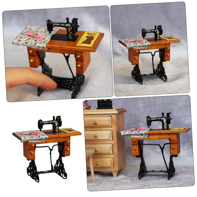Miniature Sewing Machine Dollhouse Furniture Tabletop Decor Tailor Tool Accessory - Image 5