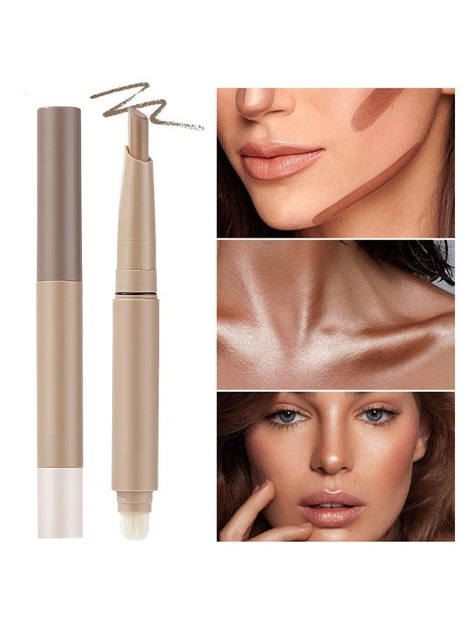 اوكيل عصا تحديد الوجه، عصا تحديد بحبر كريمي بدرجات باردة، قلم تحديد ملامح الوجه باللون الرمادي البارد مع فرشاة، عصا مقاومة للماء طويلة الأمد، مصحح ألوان خفيف وسهل الدمج - Image 1