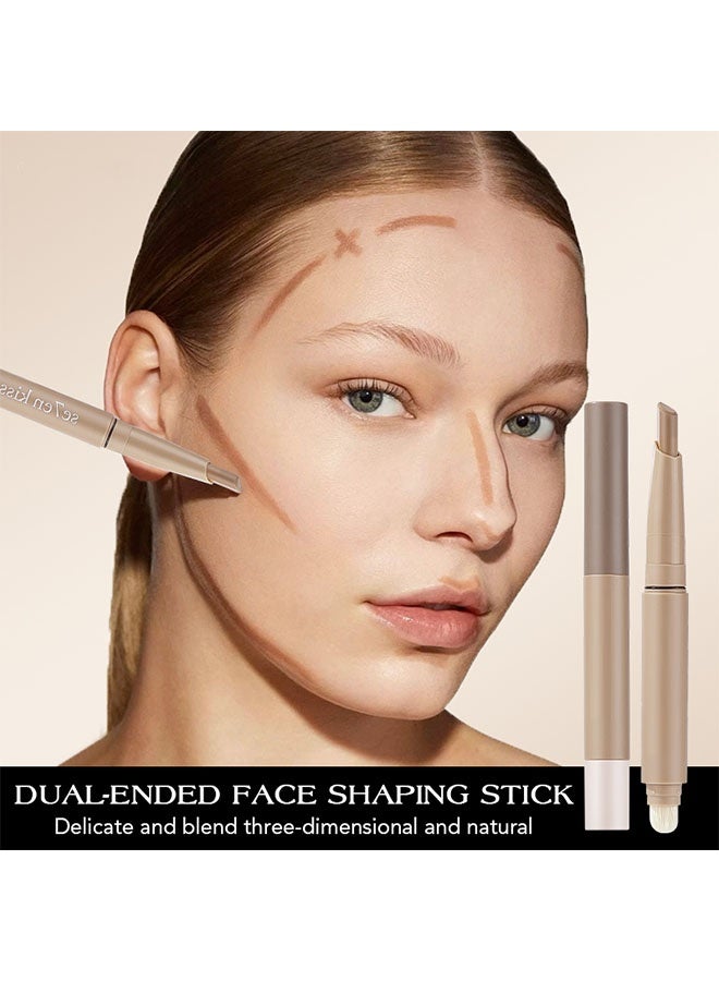 اوكيل عصا تحديد الوجه، عصا تحديد بحبر كريمي بدرجات باردة، قلم تحديد ملامح الوجه باللون الرمادي البارد مع فرشاة، عصا مقاومة للماء طويلة الأمد، مصحح ألوان خفيف وسهل الدمج - Image 2