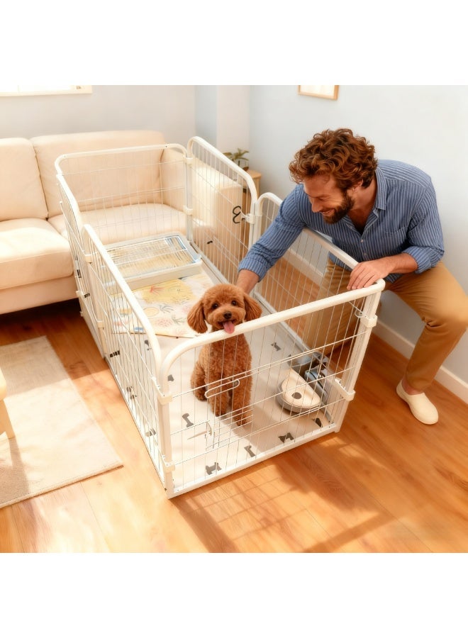 MissTiara قلم لعب للكلاب الصغيرة والمتوسطة للاستخدام الداخلي، سياج حيوانات أليفة بإطار معزز وتصميم آمن، مع أكواب شفط، قلم تمرين للجراء مقاوم للمضغ مع منطقة منفصلة للراحة واللعب - Image 5