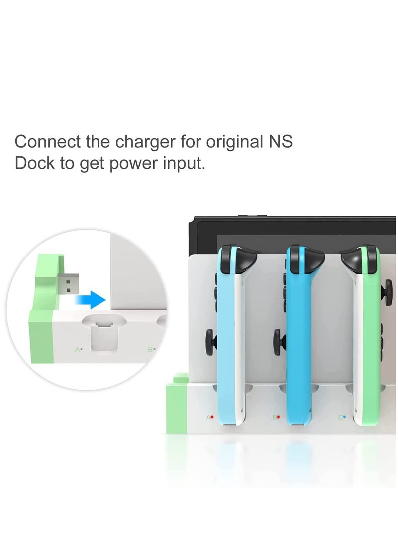 Controller Charger Compatible forJoy-Con, for Switch & OLED Model Version, Joy-Con for Nintendo Model, USB Charging Dock Station Stand with Indicator - White - Image 3