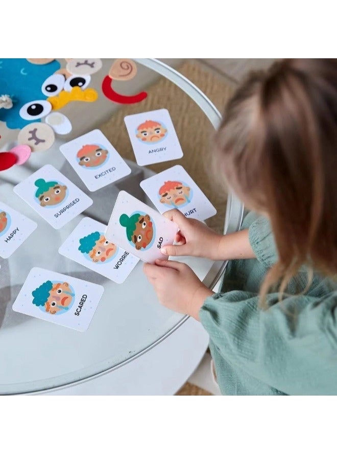 شيبشيب ألعاب اجتماعية وعاطفية للأطفال والرضع - اصنع وجوهاً لوصف المشاعر والعواطف - 9 بطاقات للمشاعر - لعبة أنشطة التعلم الاجتماعي العاطفي - هدية للبنات والأولاد - Image 3
