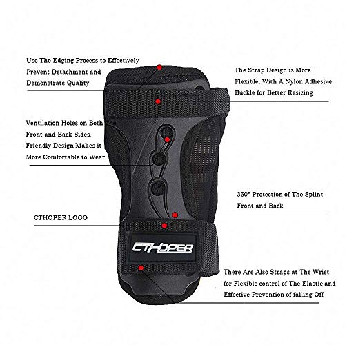 CTHOPER Skiing Gloves Roller Skating Wrist Palms Protective Gear Adjustable Gauntlets Wrist Guard Support for Snowboarding, Skateboard, Skating, Skiing (M) - Image 5