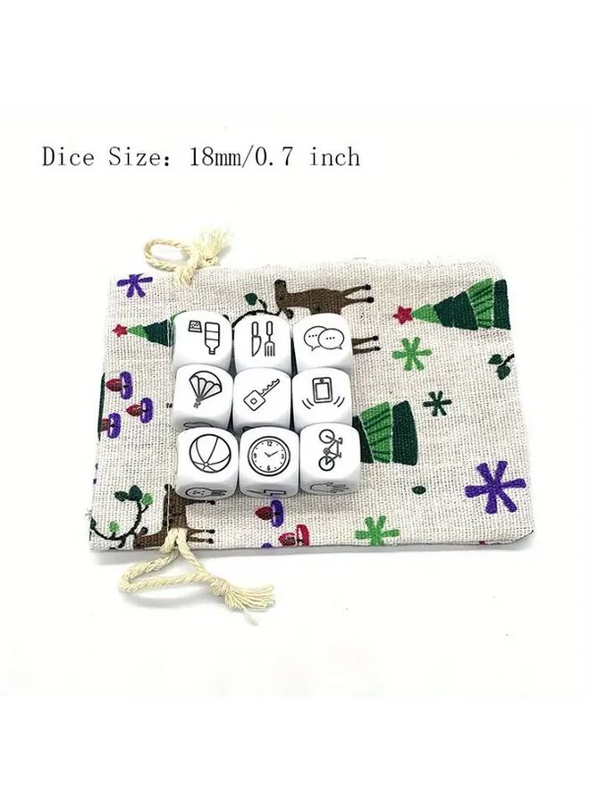 Wooden Action Dice 9pcs Story Telling Set With Bag For Christmas Halloween Thanksgiving - Image 5