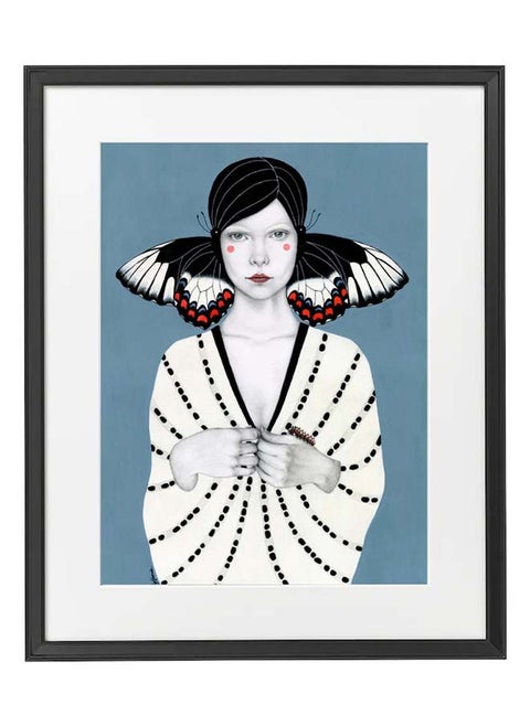 Abstract Female Butterfly Portrait Illustrations Poster With Frame 50x40 cm