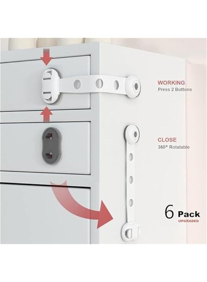 فايلكس اقفال اما للاطفال، قفل اما للاطفال، لاصق اضافي 3 ام  مزالج حزام قال للتعديل للخزائ والادراج والخزاة والفر والثلاجة ومقعد الخزاة والا عوة م 5 قطع) - Image 2
