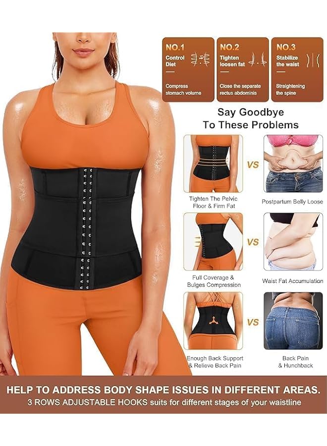 S-TOP Women Sweat Waist Trimmer, Neoprene Waist Trainer Belt with Heat Control Fabric for Enhanced Sweating, Tummy Control Corset for Gym, Yoga, Postpartum Recovery and Daily Wear Large Size - Image 3