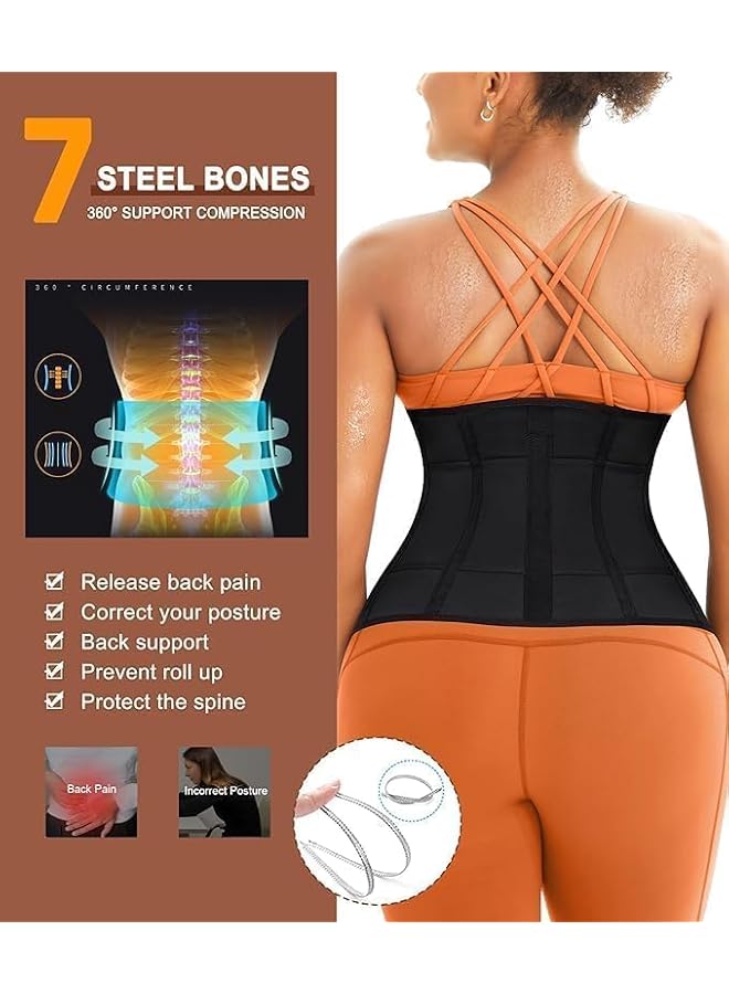 S-TOP Women Sweat Waist Trimmer, Neoprene Waist Trainer Belt with Heat Control Fabric for Enhanced Sweating, Tummy Control Corset for Gym, Yoga, Postpartum Recovery and Daily Wear Large Size - Image 4