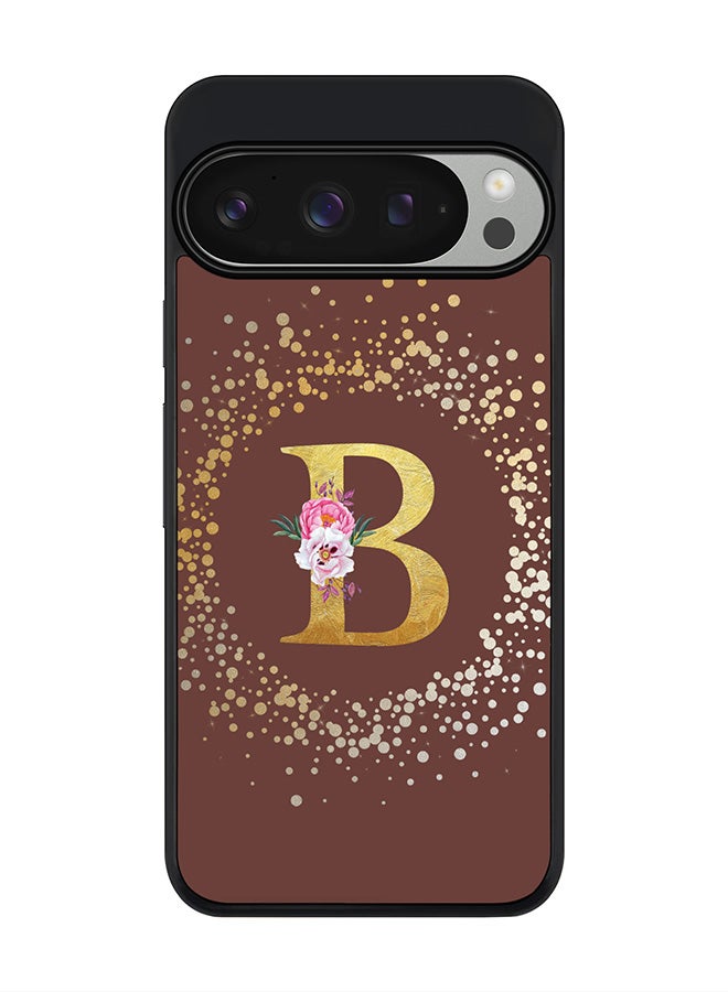 Stylizedd For Google Pixel 9 Pro Case,Slim fit Camera Protection, Shockproof Thin Phone cover - Custom Monogram Floral - B (Brown ) - Image 1