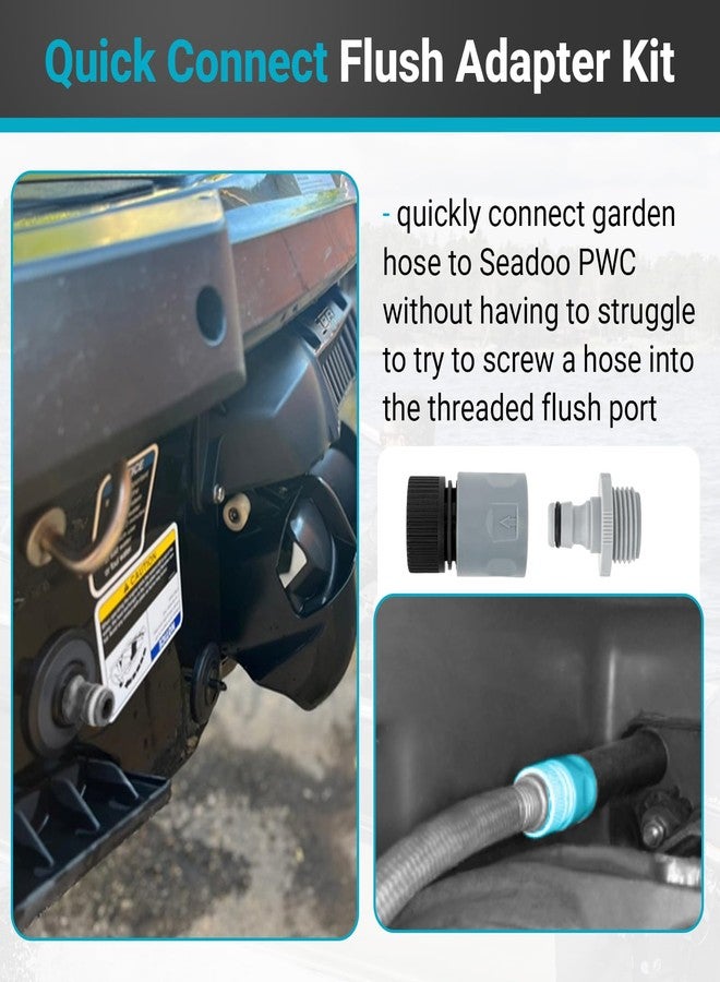XCWT Quick Connect Flush Adapter Kit for Seadoo - Water Hose Flush Adapter for Sea Doo 1997-2011 Jetski PWC (Except 1999 & 2000 GTS) & Kawasaki 4-Stroke 1996-2011 Jet Ski Boat with Rear Flush System - Image 2