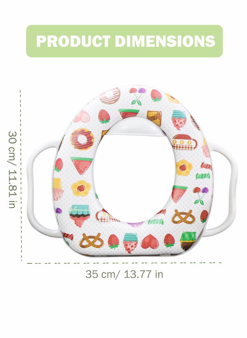 توشيونيكس مقعد تدريب الطفل على استخدام المرحاض مع مقابض مدمجة وواقي من الرذاذ ووسادة ناعمة قابلة للفصل، غطاء مقعد مرحاض مريح وآمن للأطفال الرضع والأطفال الصغار، محمول وخفيف الوزن وسهل التنظيف ومتوافق مع مقاعد المرحاض العادية والمستطيلة، مقعد مرحاض مناسب للسفر للأولاد والبنات - Image 3