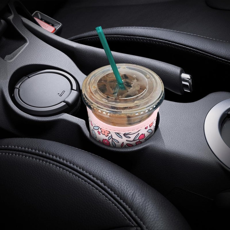 واي آر Reusable Neoprene Insulator Sleeve for Iced Coffee Cups, 3 Pack Coffee Coolies sleeves for Iced u0026 Hot Drinks, Cold Beverage Cooler Compatible with Starbucks Coffee and More (Pink Floral Garden) - Image 5