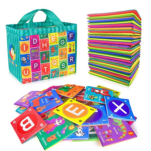 teytoy Baby Soft Alphabet Cards Toys 26Pcs ABC Alphabet Flash Cards Early Learning Toy with Storage Bag Washable Soft letter Toy for Toddlers Kids Boys Girls Over 0 Years - Image 1