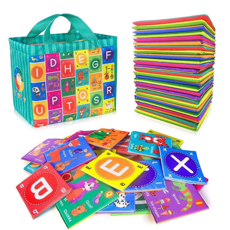 teytoy Baby Soft Alphabet Cards Toys 26Pcs ABC Alphabet Flash Cards Early Learning Toy with Storage Bag Washable Soft letter Toy for Toddlers Kids Boys Girls Over 0 Years - Image 4