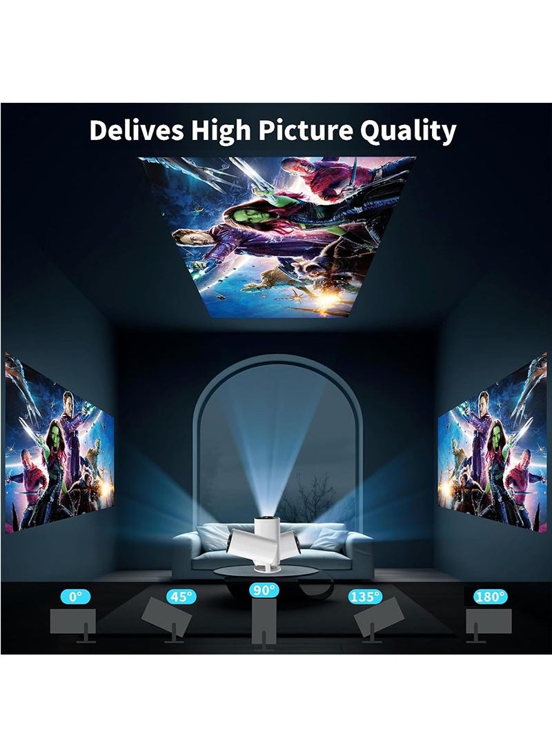 Smart Projector 4K Support 180° Rotatable, Portable Projector 4k Full HD Wifi, Mini Projector Auto Horizontal Correction, Outdoor Movie Projector Compatible with Phone