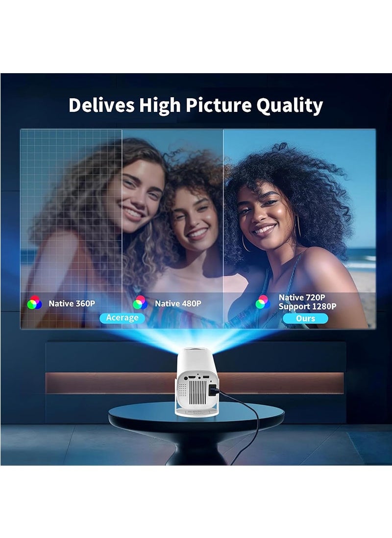 Smart Projector 4K Support 180° Rotatable, Portable Projector 4k Full HD Wifi, Mini Projector Auto Horizontal Correction, Outdoor Movie Projector Compatible with Phone