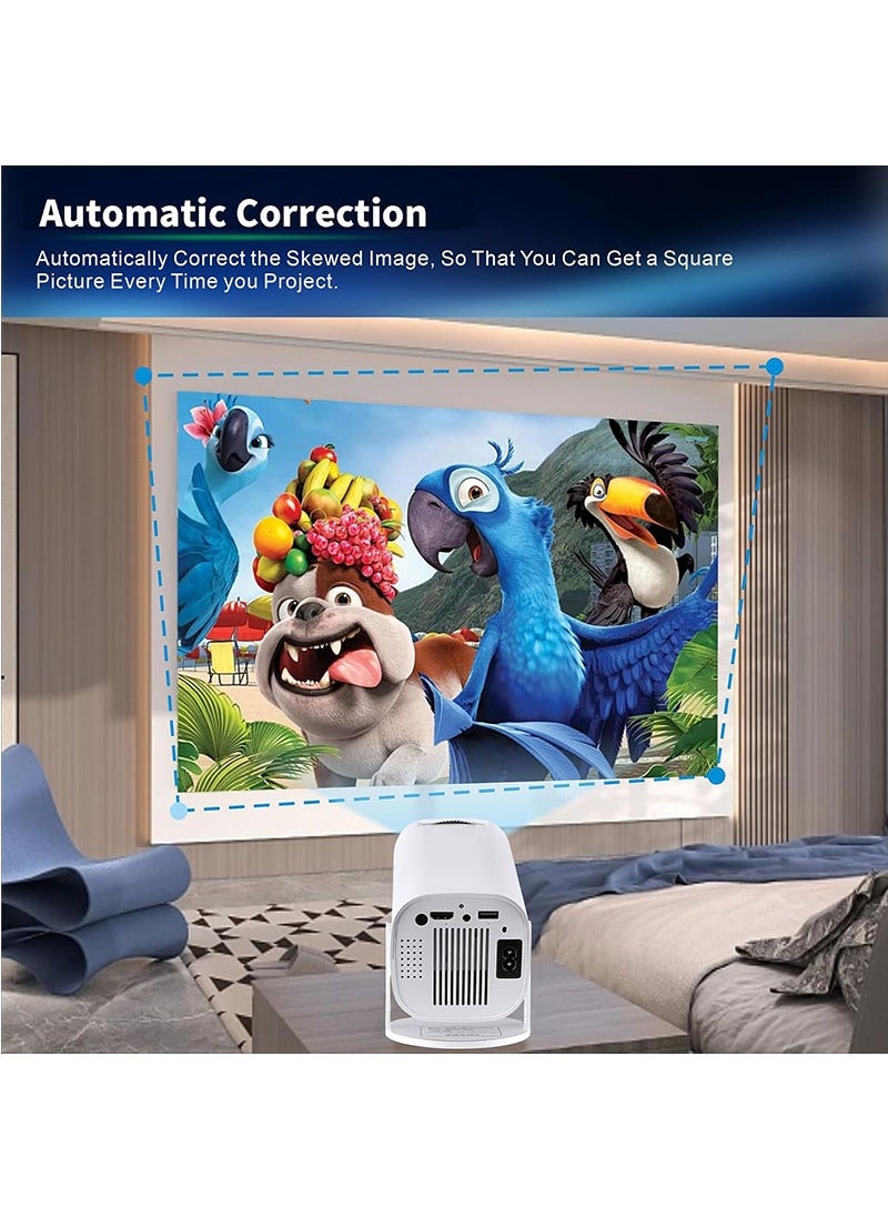 Smart Projector 4K Support 180° Rotatable, Portable Projector 4k Full HD Wifi, Mini Projector Auto Horizontal Correction, Outdoor Movie Projector Compatible with Phone