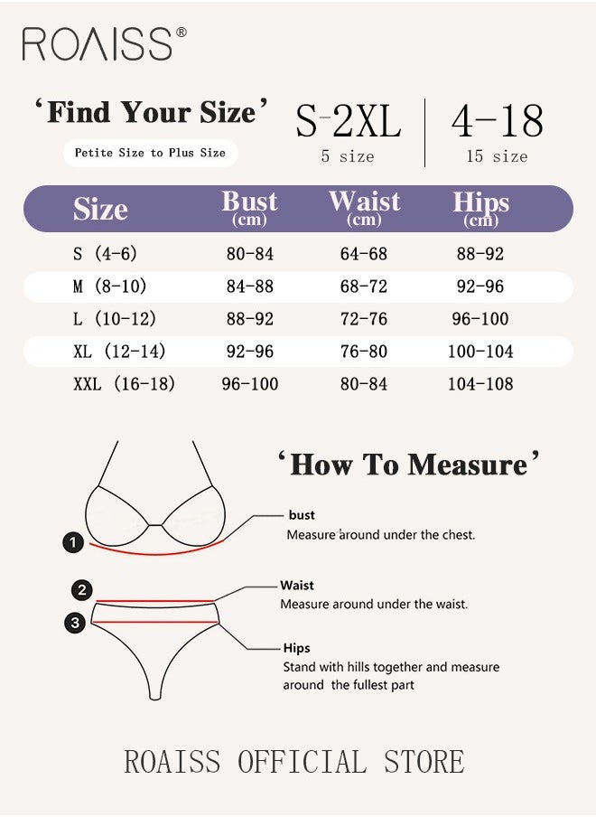 roaiss Lace Sheer Bralette and Panty Underwear Set for Women with Multiple Adjustable Strap and Chain Decor Ladies Lingerie Splicing Suit with Floral Embroidery Texture  - Image 3