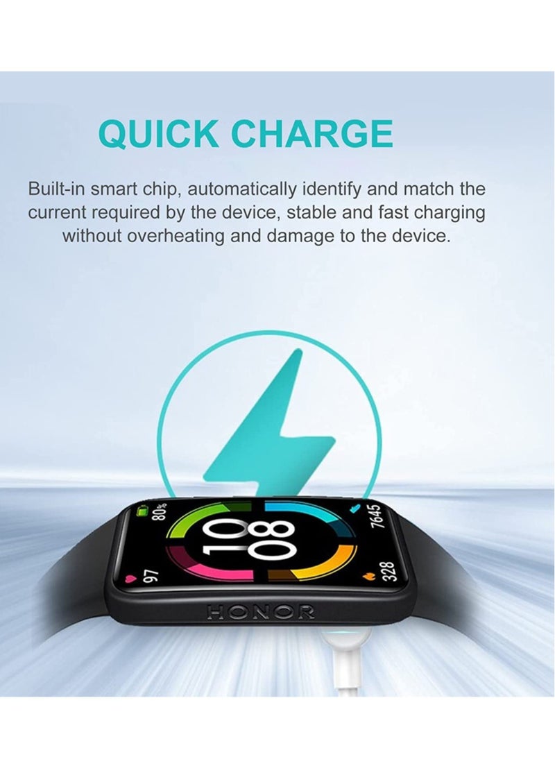 شاحن متوافق مع ساعة هواوي فيت، كابل شحن يو إس بي مع قاعدة شحن ومحول لساعة هواوي باند 6 الذكية (أبيض) - Image 4