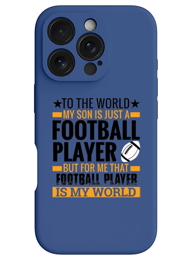 Theodor iPhone 16 Pro Blue Protective Slim Fit Case Liquid Silicone Cover with Full Body Protection Anti-Scratch Shockproof Case For iPhone - Football player Black - Image 1