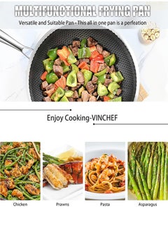 Garlo 28CM Stainless Steel Frying Pan with Lid, Nonstick Fry Pan with Honeycomb Carving, Induction Skillet Compatible with All Cooktops, Stay-Cool Handle, Dishwasher & Oven Safe, Non-Toxic  - Image 4