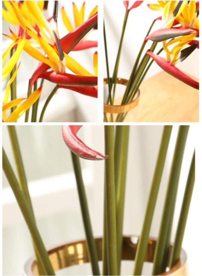 Excefore 10Pack Artificial Flowers Bird of Paradise 22 Inch Hawaiian Tropical Flowers UV Resistant No Fade Fake Plastic Plants for Home Garden Office Wedding Decorations Yellow  - Image 3