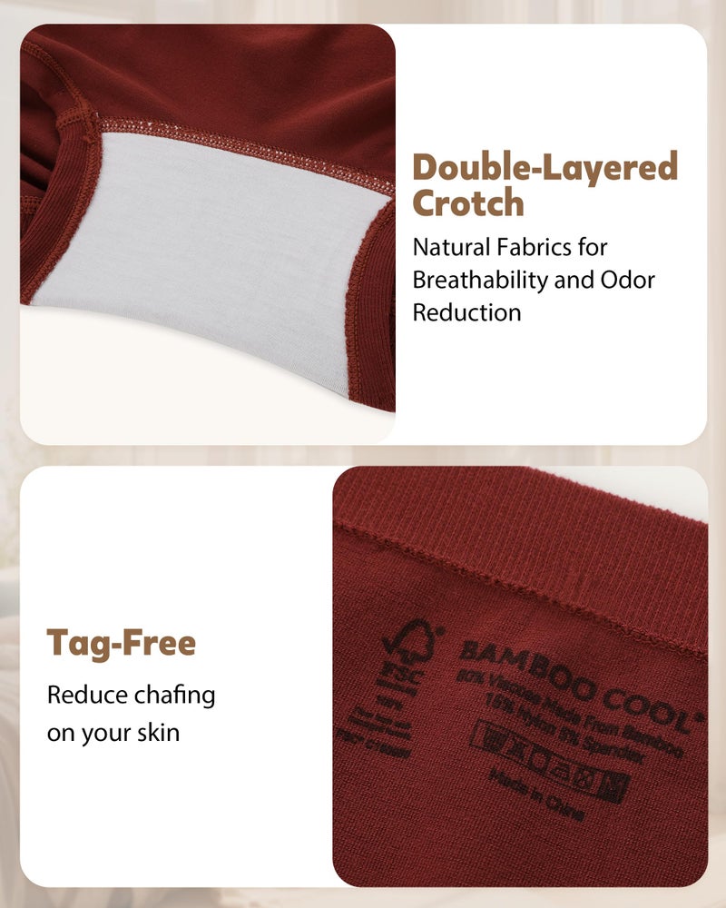 BAMBOO COOL Seamless Boyshort Underwear for Women Mid Waist Stretchy Panties Moisture Wicking Boxer Briefs 5 Pack - Image 5
