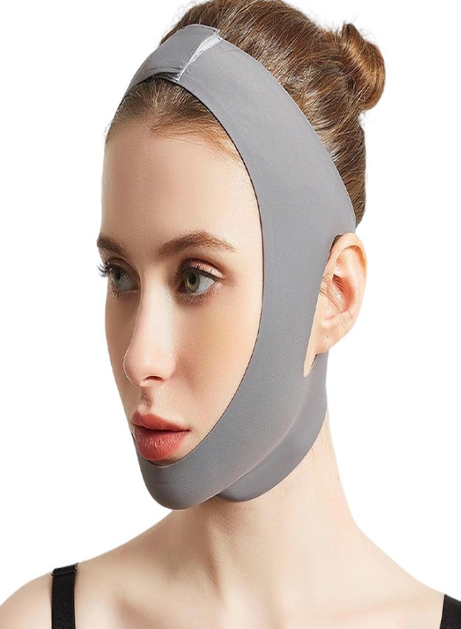 Ceoyiler Reusable Chin Strap for Women Breathable Traceless V-Line Mask Face Lifting to Prevent Sagging（Grey） (L) - Image 1