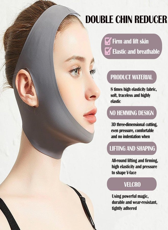 Ceoyiler Reusable Chin Strap for Women Breathable Traceless V-Line Mask Face Lifting to Prevent Sagging（Grey） (L) - Image 4