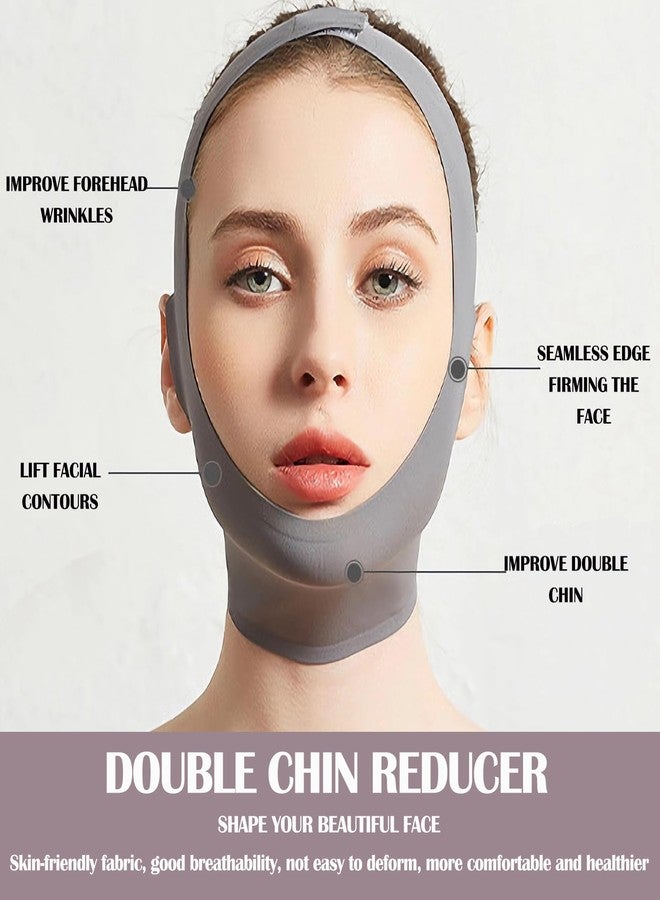 Ceoyiler Reusable Chin Strap for Women Breathable Traceless V-Line Mask Face Lifting to Prevent Sagging（Grey） (L) - Image 2