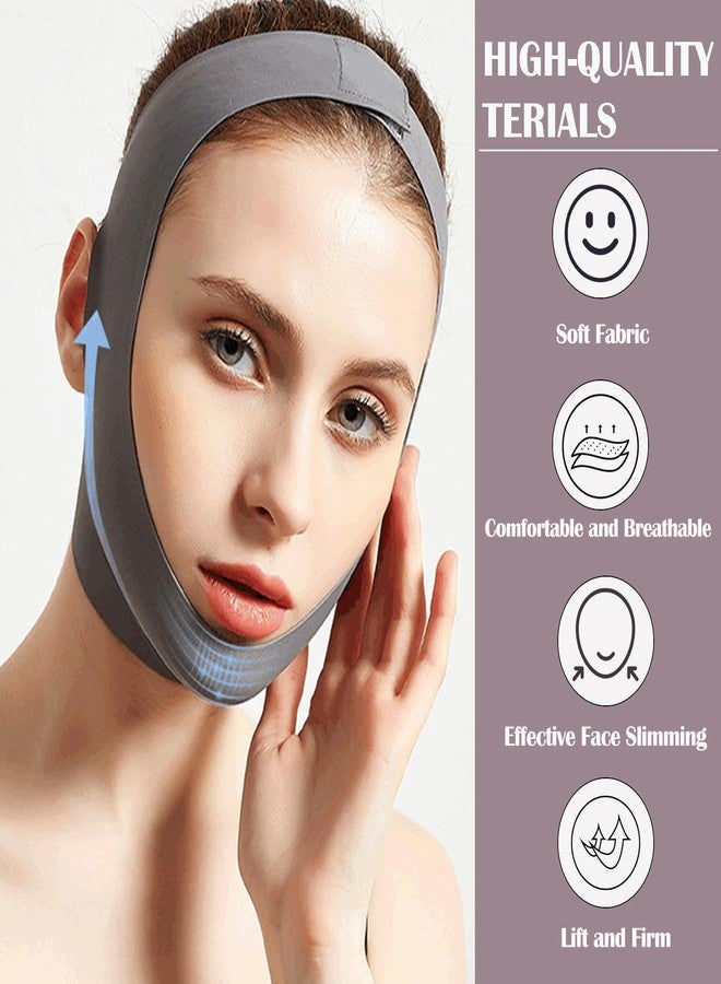 Ceoyiler Reusable Chin Strap for Women Breathable Traceless V-Line Mask Face Lifting to Prevent Sagging（Grey） (L) - Image 5
