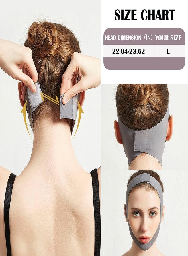 Ceoyiler Reusable Chin Strap for Women Breathable Traceless V-Line Mask Face Lifting to Prevent Sagging（Grey） (L) - Image 3