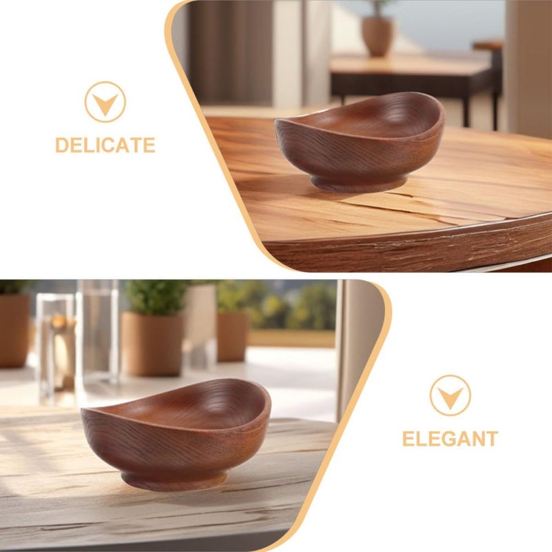 Natural Sour Jujube Wood Snack Bowls Set of 2 12x6cm for Salad Nuts Candy Fruit - Image 4