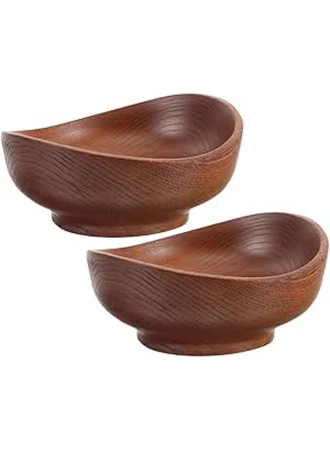 Natural Sour Jujube Wood Snack Bowls Set of 2 12x6cm for Salad Nuts Candy Fruit - Image 1