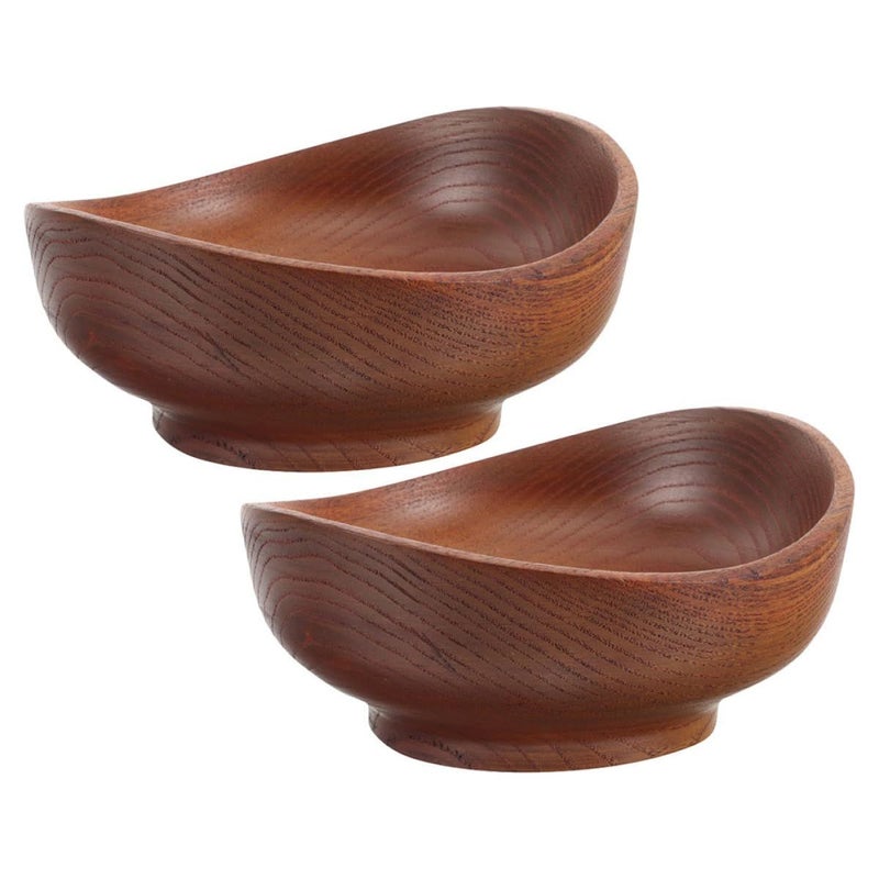 Natural Sour Jujube Wood Snack Bowls Set of 2 12x6cm for Salad Nuts Candy Fruit - Image 2