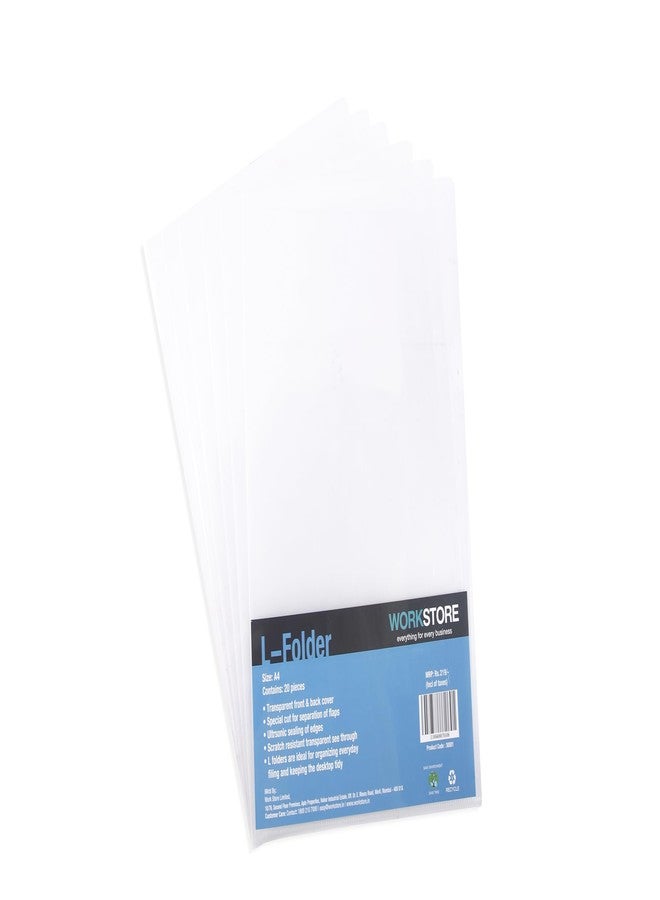 work store WorkStore Transparent L-Folder Files Document Organizer, Durable & Clear Plastic, Pack of 20 - Image 2