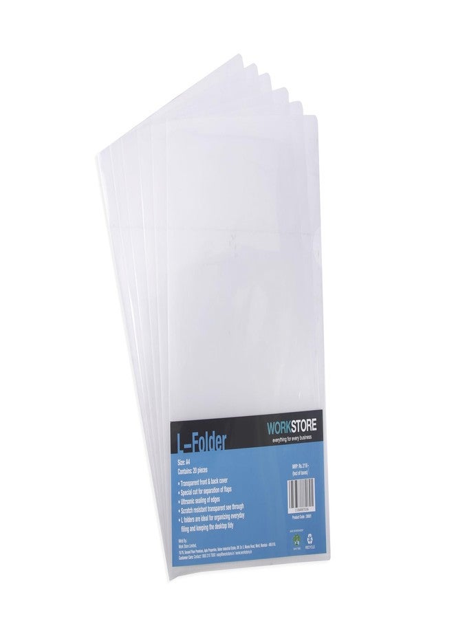work store WorkStore Transparent L-Folder Files Document Organizer, Durable & Clear Plastic, Pack of 20 - Image 1