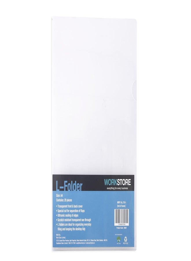 work store WorkStore Transparent L-Folder Files Document Organizer, Durable & Clear Plastic, Pack of 20 - Image 3