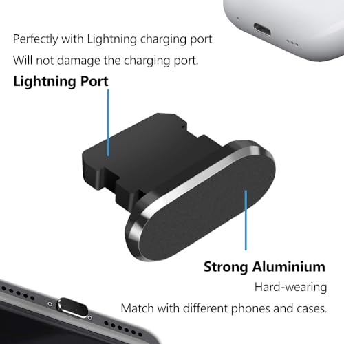 Limvory Anti Dust Plug for iPhone, 4 Pack iPhone Dust Plug Cover Charging Port Protector Cap with Cleaning Brush for iPhone 14 Pro Max 13 12 11 AirPods iPad, All Lightning Port Devices, Black - Image 5