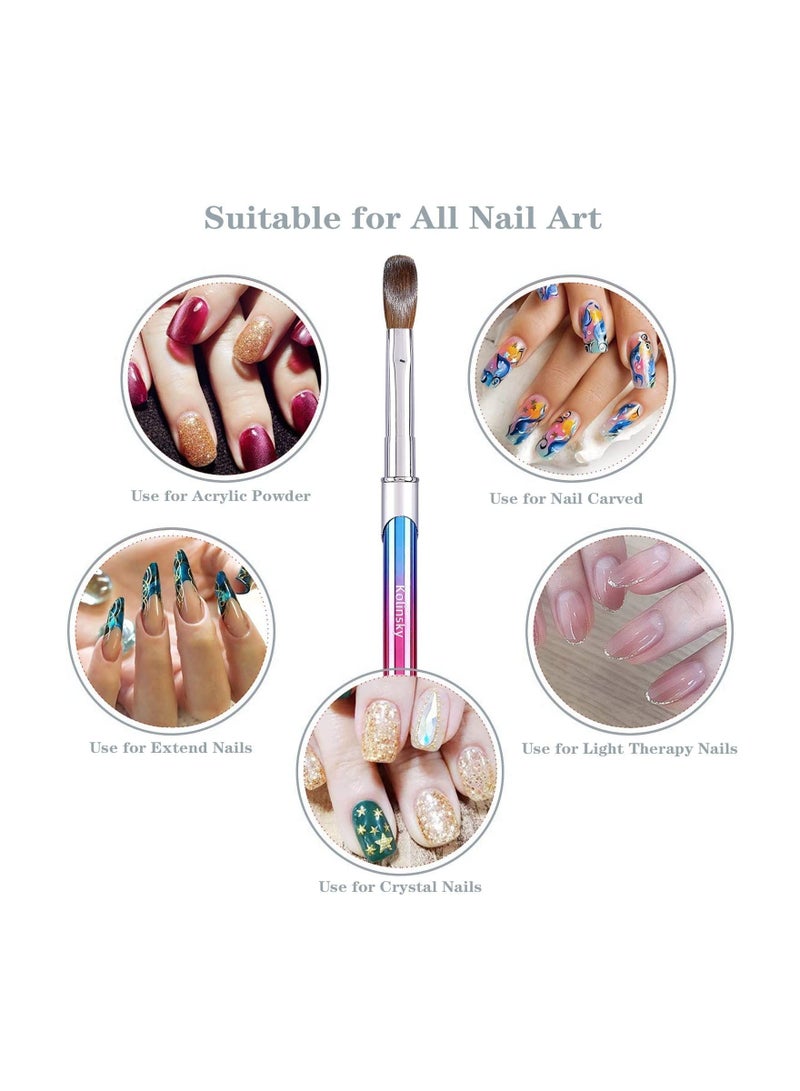KASTWAVE Kolinsky Nail Art Brush, Carved Painted Nail Polish Brush Professional Acrylic Nail Pen 3D Colorful Pure Handmade Makeup Brush with Cap(#14) - Image 2